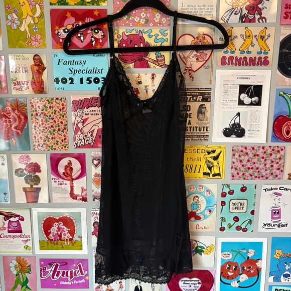 Y2K Elegant Black floral bow Lace Slip Dress - Picture 5 of 10